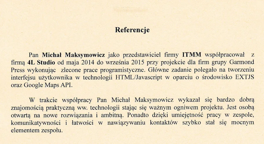 Wykadrowany podgląd listu referencyjnego Garmond Press / 4L Studio